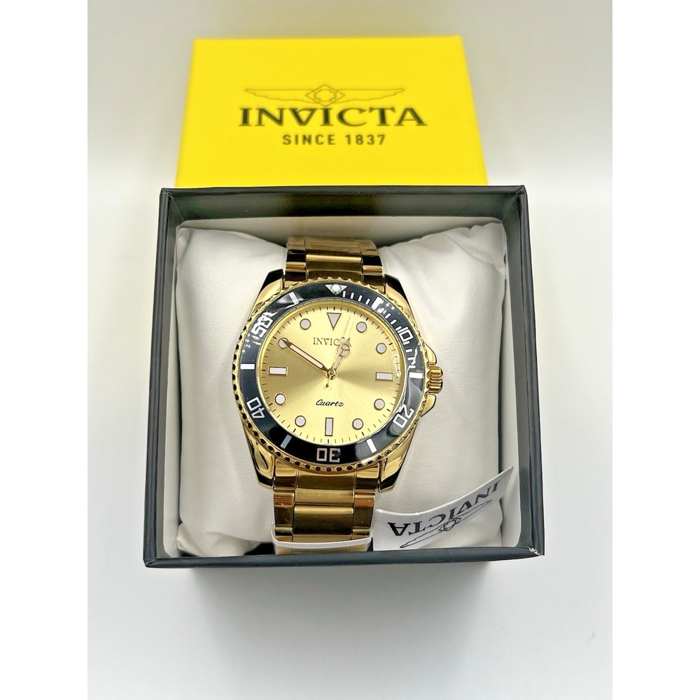Invicta Diver Men's Vitreos Watch 42MM Gold Tone Water Resistant 30 Meters 69396